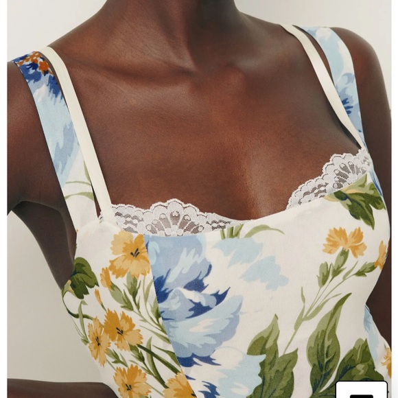 Reformation Floral Maxi Dress - Blue, Green, Orange - Picture 4 of 12